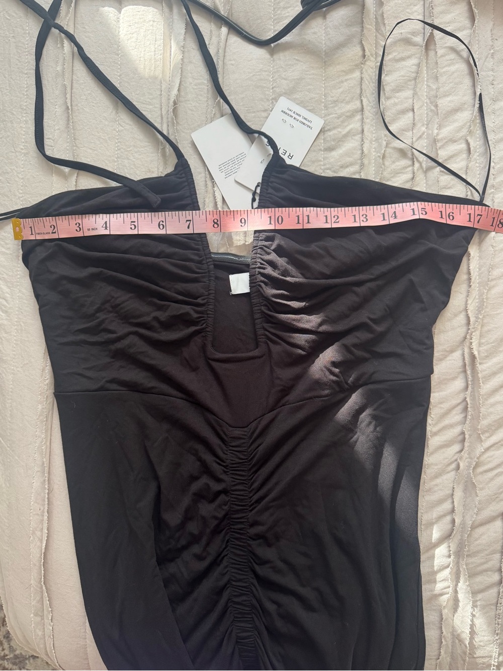 🖤 REISS Thalia Black Sculpted Jersey Mix Bodycon Dress Size 8 NWT - Picture 13 of 14